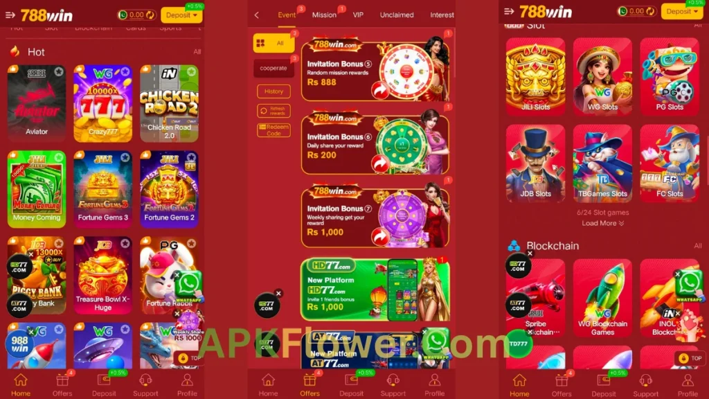 788WIN Game APK Home dashboard, and promotion center of game