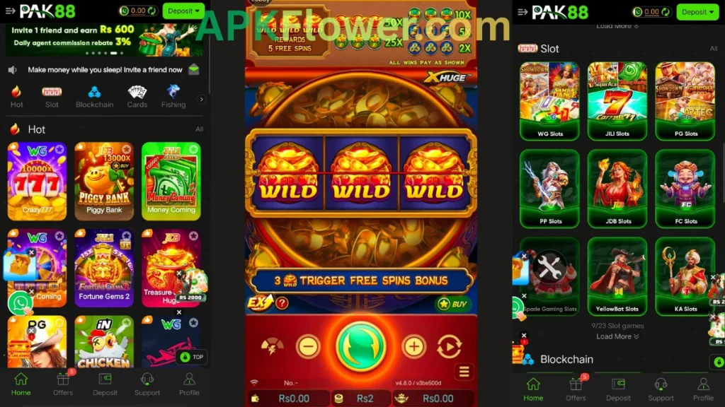 PAK88 Game online home dashboards, internal interface of game